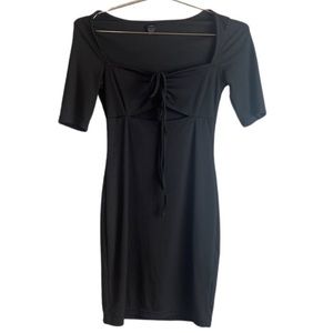 EUC Drawstring Tie Ribbed Cutout Minidress Size M